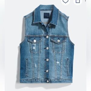 Just USA Naomi Distressed Blue Denim Vest, like new